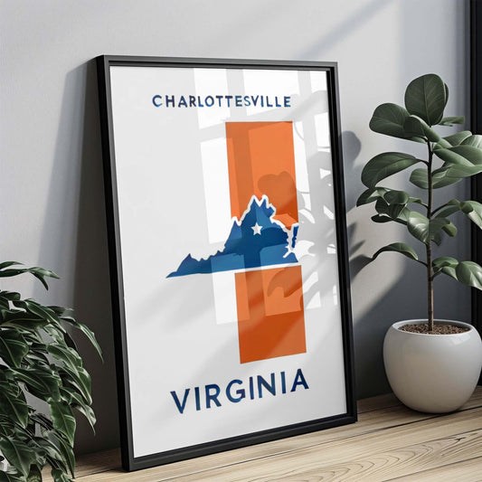 Charlottesville Wall Art Print - Virginia Travel Decor, College Town Gift, Housewarming & Home Decoration