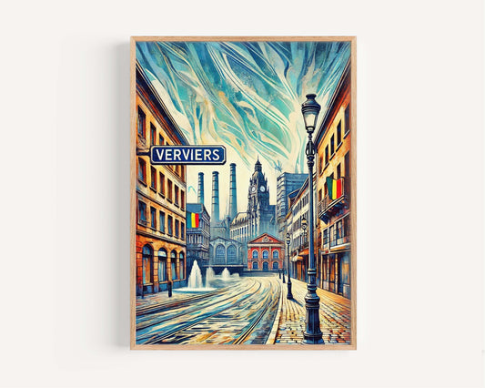 Verviers Art Wall Print - Belgium Travel Poster, European City Gift, Verviers Home Decor, Housewarming & Anniversary Present
