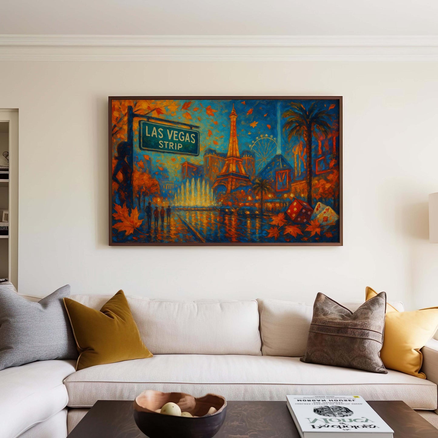 Las Vegas Strip Fall Print – Autumn Cityscape Wall Art, Vegas Boulevard Painting
