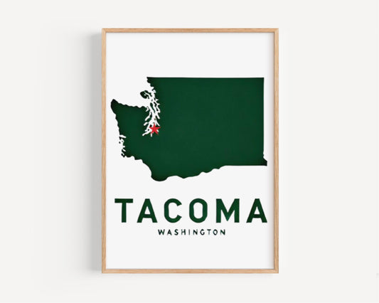 Tacoma Wall Art Print - Washington Travel Decor, WA Gift, Housewarming & College Room Decoration
