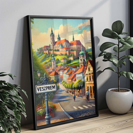 Veszprem Art Print - Hungary City Wall Art, Travel Poster, European Home Decor, Housewarming Gift, Veszprem Travel Map Illustration