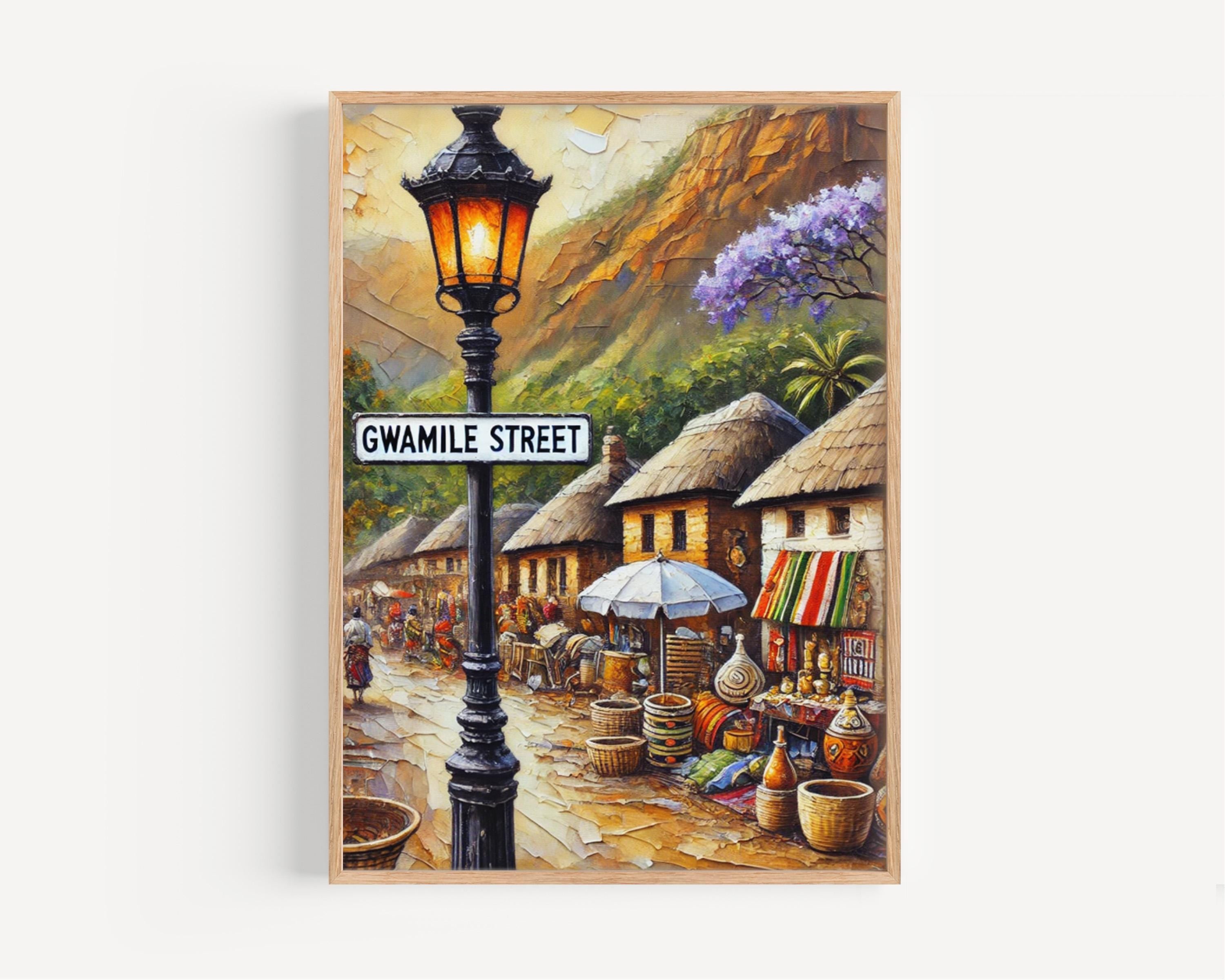 Gwamile Street Wall Art, Mbabane Print, Eswatini Art, “City” Gift, Travel Souvenir, Travel Poster,  “State” Art, PERSONALIZED GIFT
