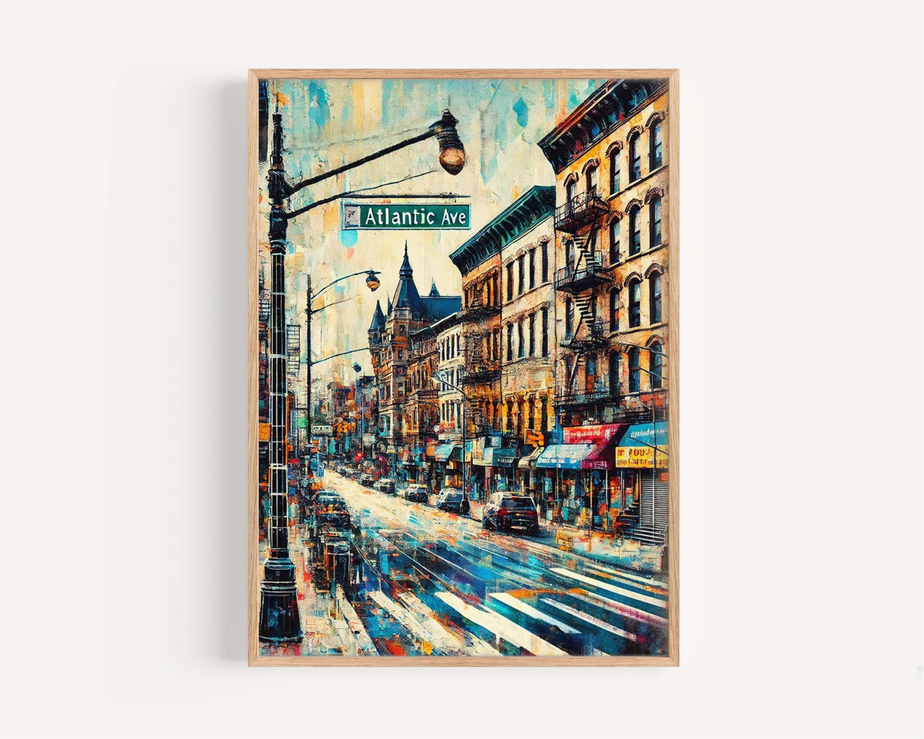 Atlantic Ave Print Brooklyn Wall Art, New York Travel Poster, Atlantic Avenue Decor, Brooklyn Gift & Housewarming Art, NYC Map Artwork