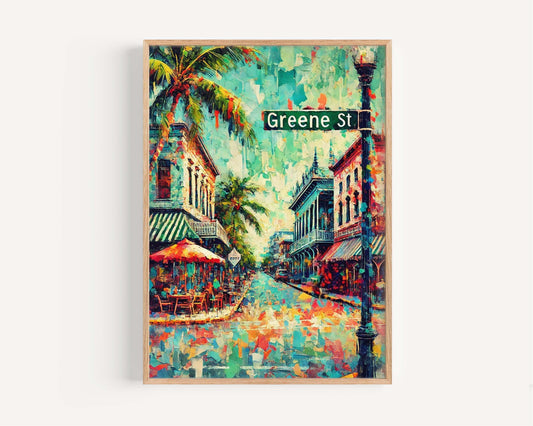 Greene St Print - Key West Wall Art Travel Poster, Florida Artwork, Housewarming & Florida Gift, Coastal Decor, Tropical Travel Print