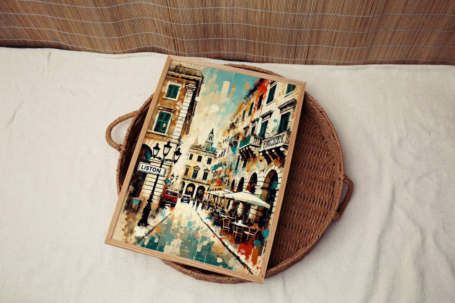 Greece Liston Street Wall Art Print, Corfu Travel Poster, Housewarming Gift, Greece Home Decor, Mediterranean Vacation Artwork