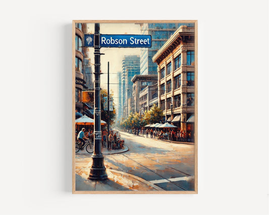 Wall Art Robson St Vancouver Print - Canadian Travel Poster, Housewarming Gift, Modern Home Decor, Robson Street Wall Decor