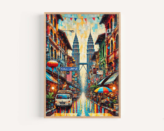 Kuala Lumpur Print - Malaysia Wall Art, Travel Poster, Modern Cityscape, Housewarming & Malaysia Gift, Stylish Home Decor