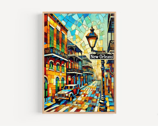 USA New Orleans Wall Art Print - Louisiana Travel Poster and Gift, Housewarming Decor for Home & Office