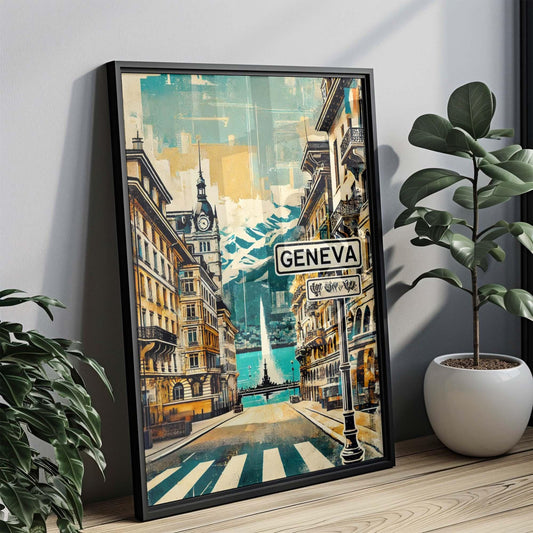 Geneva Art Print - Switzerland Travel Poster Wall Art, European Artwork, Housewarming & Gift Decor, Geneva Map Illustration