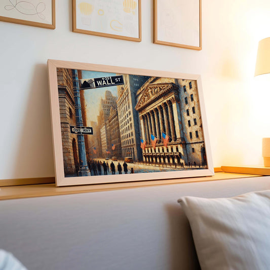 Wall Street Art Print NYC | Manhattan Financial District Poster | New York City Market Sign Wall Decor | Urban Cityscape Home Decoration
