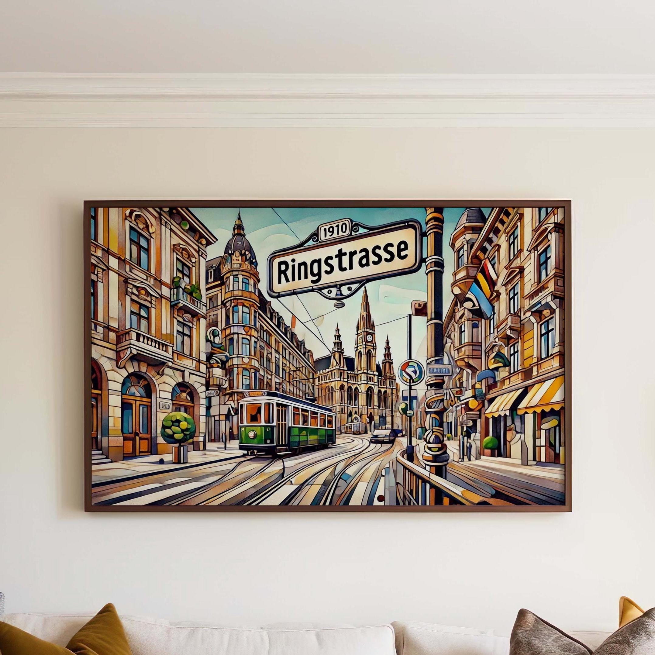 Ringstrasse Wall Art Print - Vienna Travel Poster, Austrian Decor Gift, Housewarming & Austria Art Illustration
