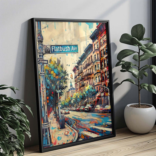Flatbush Ave Print - Brooklyn Wall Art, NYC Travel Poster, New York Decor, Housewarming Gift, Urban Map Artwork
