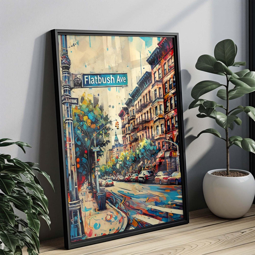Flatbush Ave Print - Brooklyn Wall Art, NYC Travel Poster, New York Decor, Housewarming Gift, Urban Map Artwork