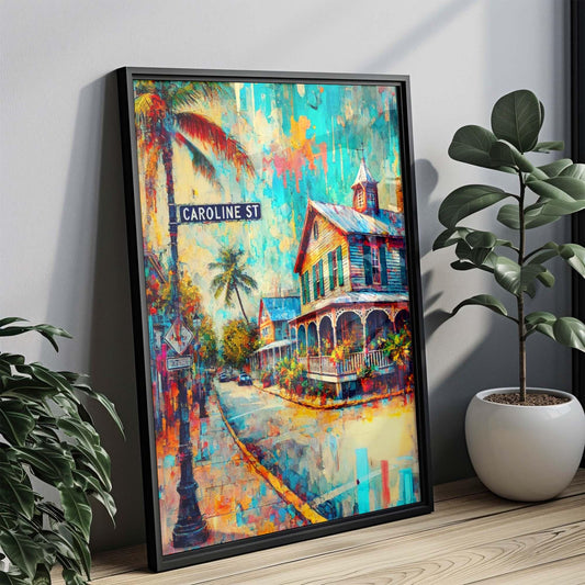 Caroline St Print - Key West Florida Wall Art, Travel Poster, Housewarming & Florida Gift, Coastal Home Decor, FL Art Print