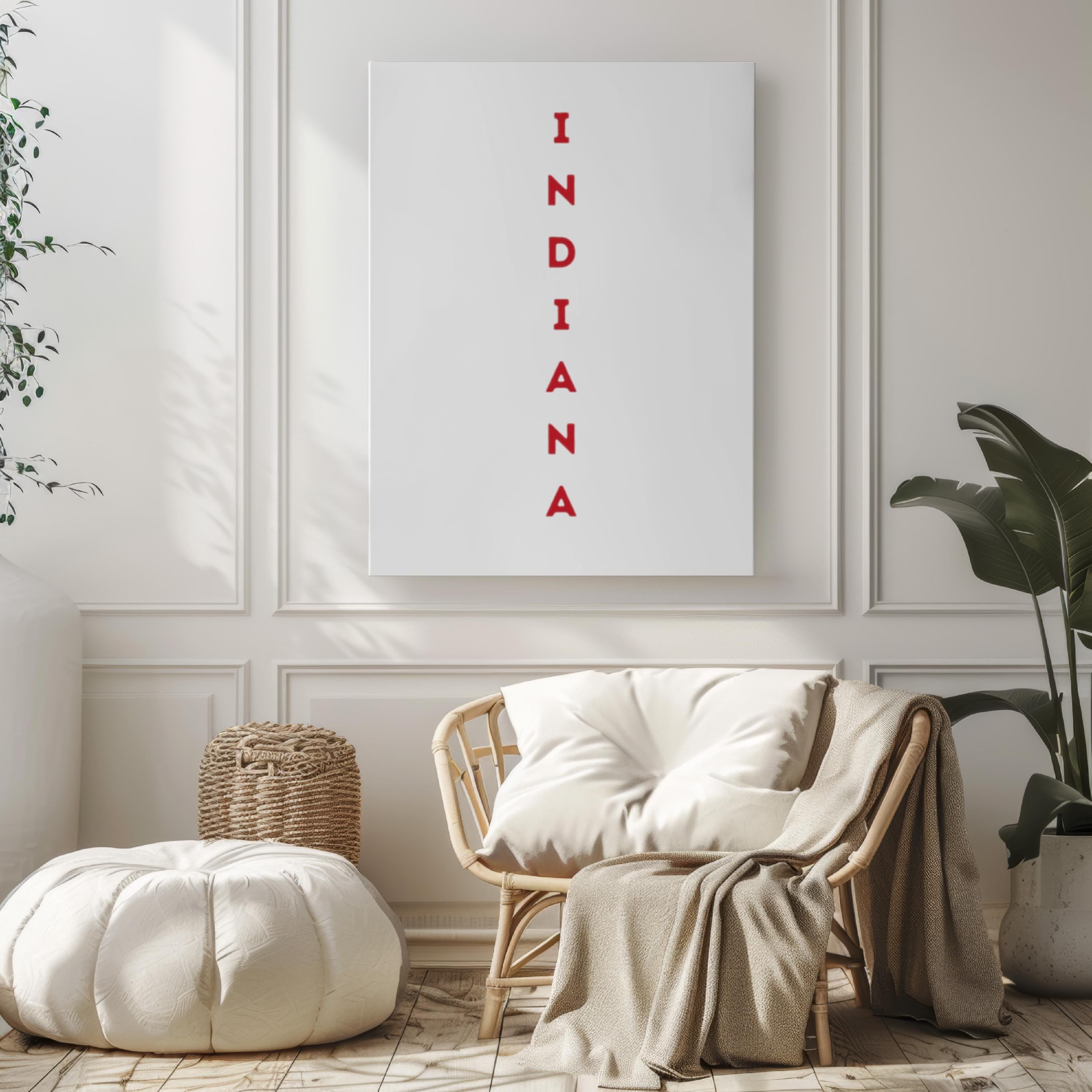 College Art Indiana Wall Print - Travel Dorm Decor, Housewarming Gift, Map Artwork for College Room & Home Wall Decor