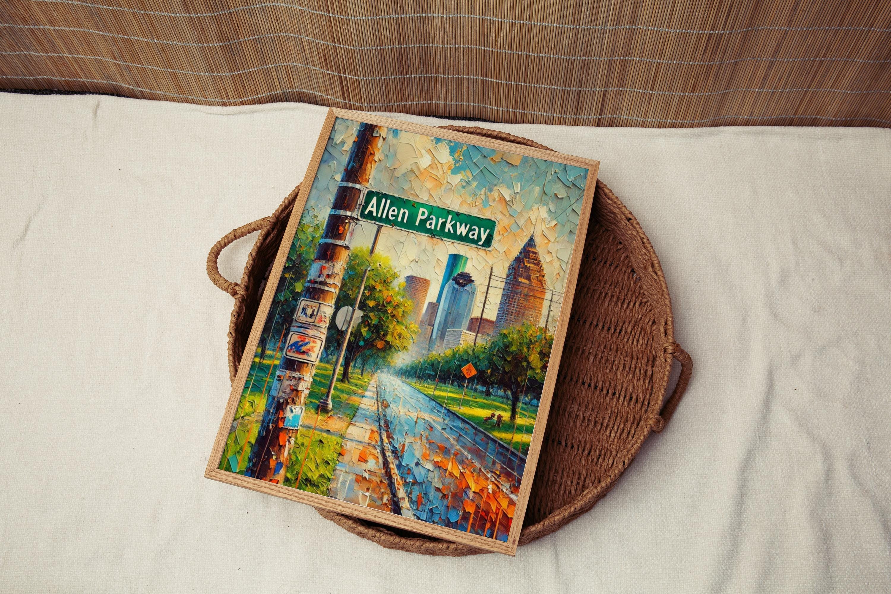 Texas Allen Parkway Wall Art Print - Houston Travel Poster, Texas Gift, Housewarming & Home Decor Artwork
