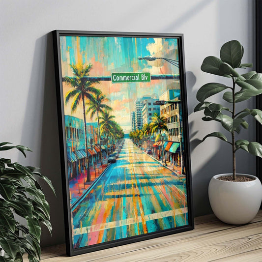 Commercial Boulevard Wall Art, Commercial Blvd Print, Fort Lauderdale Art, Florida Artwork, Travel Print, Travel Poster, Housewarming Giftx