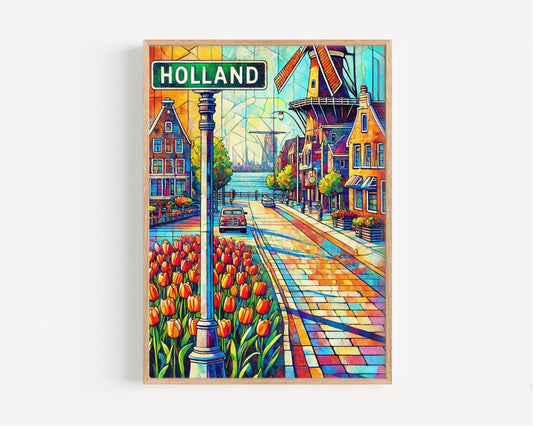 Michigan Holland Wall Art Print – Travel Poster USA Decor, Housewarming Gift, Michigan Souvenir, Michigan Travel Print