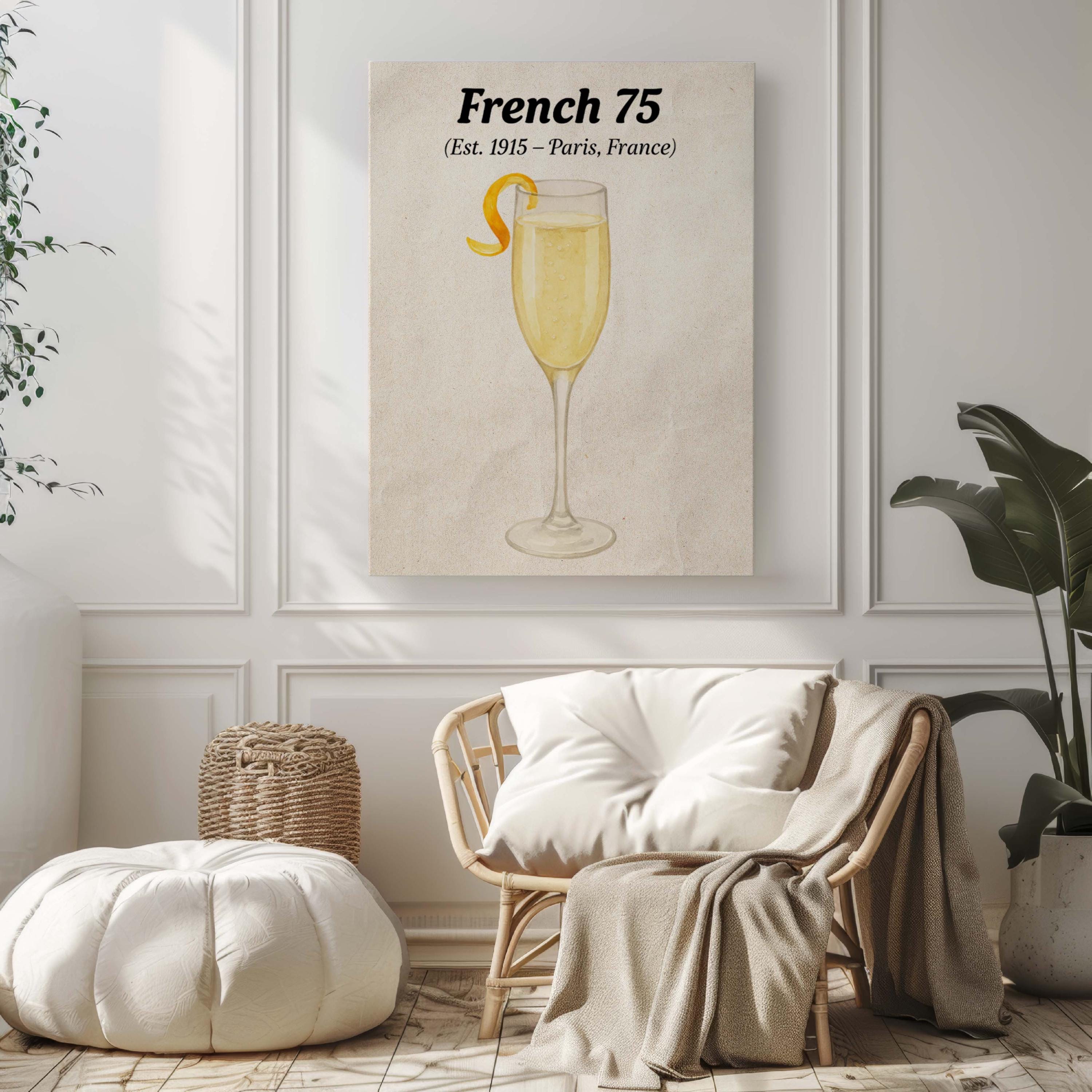 French 75 Cocktail Wall Art
