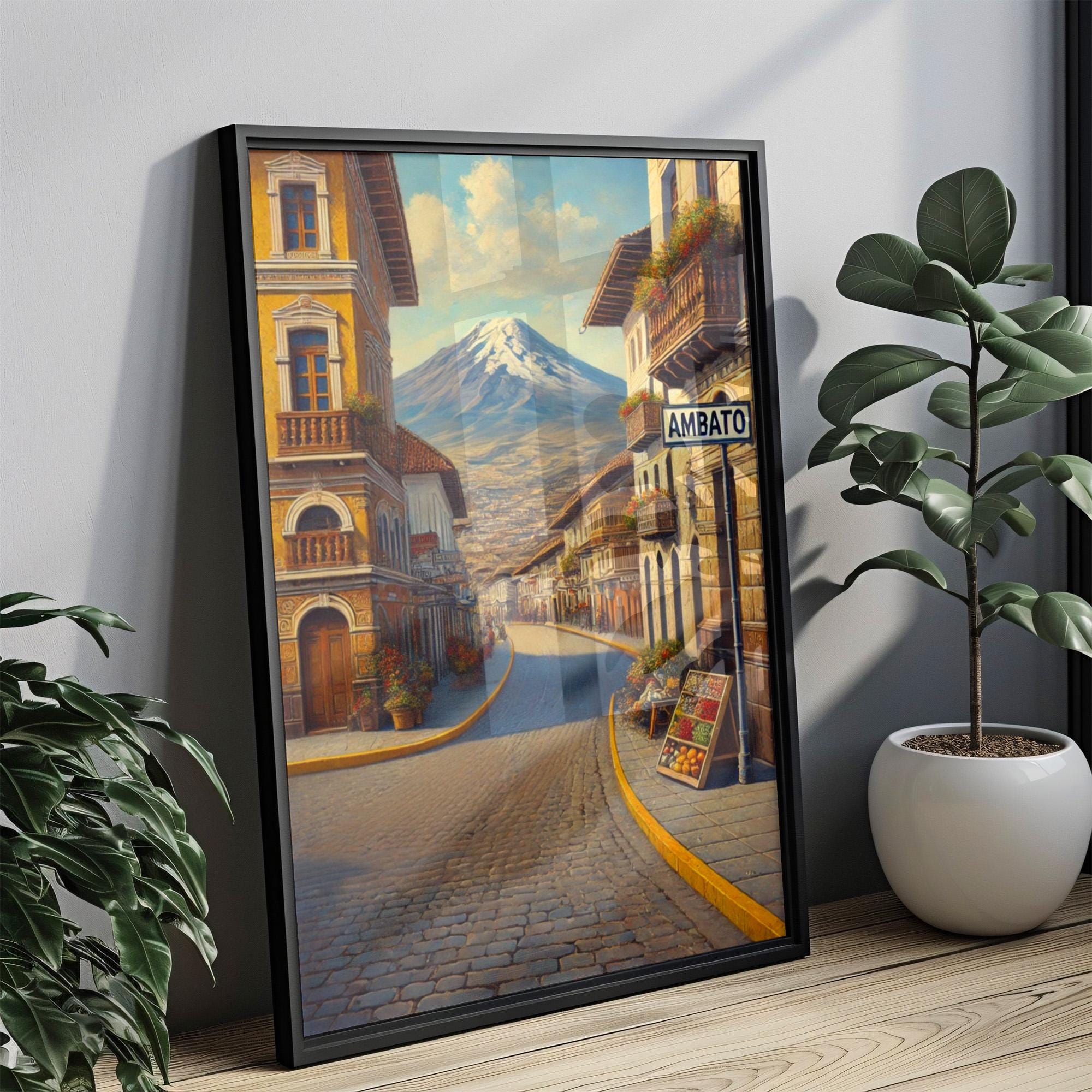 Ecuador Ambato Wall Art Print - Travel Poster South American Decor, Ecuador Gift & Housewarming Artwork
