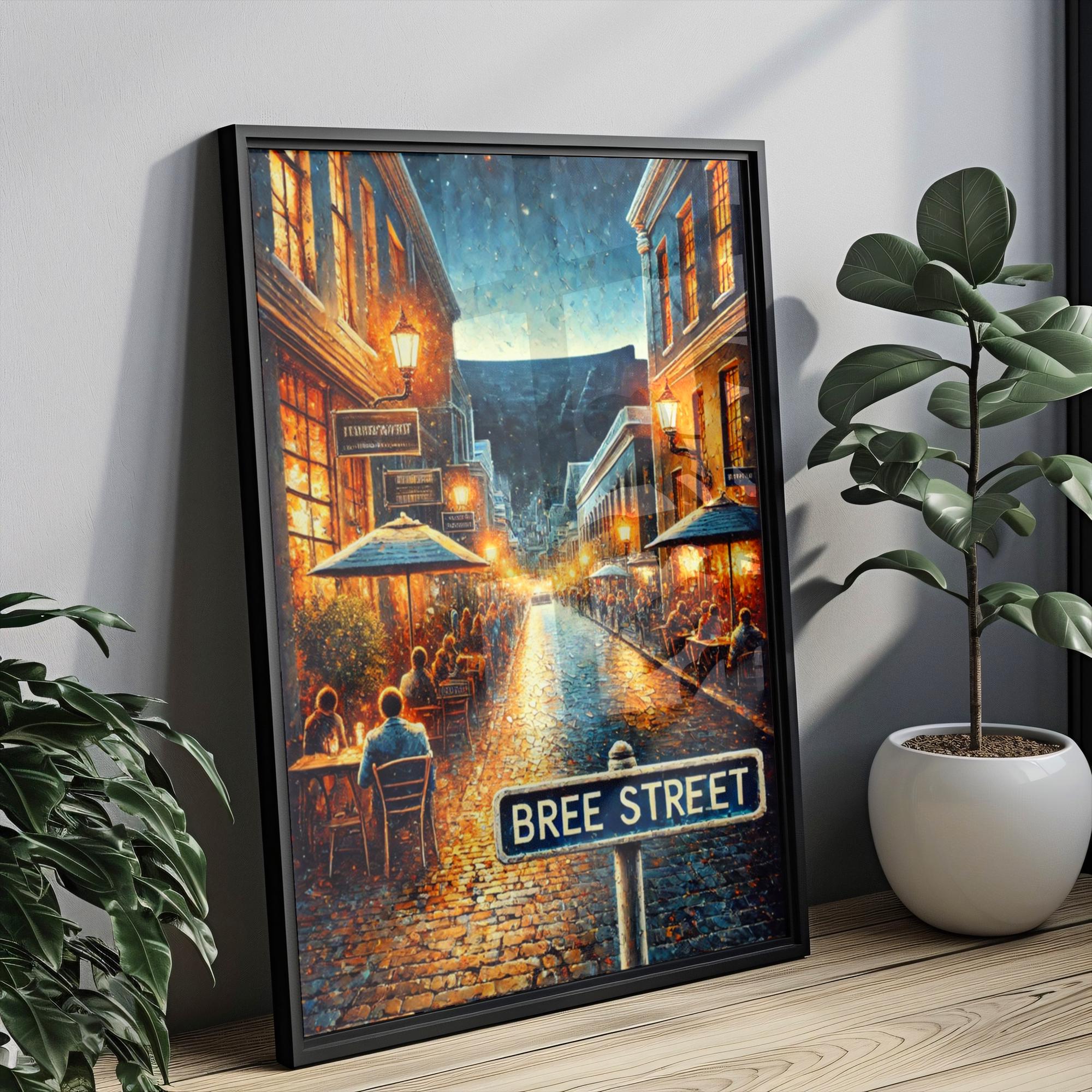 Bree Street Oil Painting Art Print: Cape Town South Africa Street Sign Travel Poster