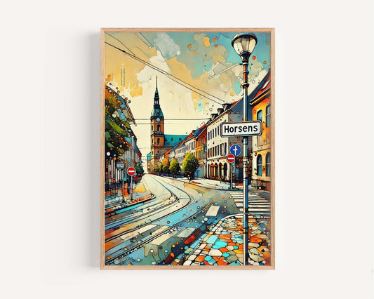 Horsens Art Print - Denmark Travel Poster, Horsens Wall Art, European City Gift, Housewarming Decor, Scandinavian Style Home Decoration