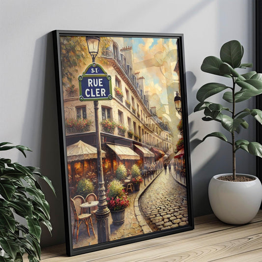 French Paris Rue Cler Wall Art Print - Elegant Parisian Travel Poster, Home Office Decor, Housewarming Gift & Souvenir