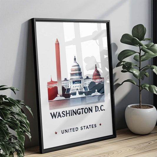 Washington D.C. Wall Art Print, USA Travel Decor, United States Map Poster, Washington Gift, Housewarming & College Dorm Room Artwork