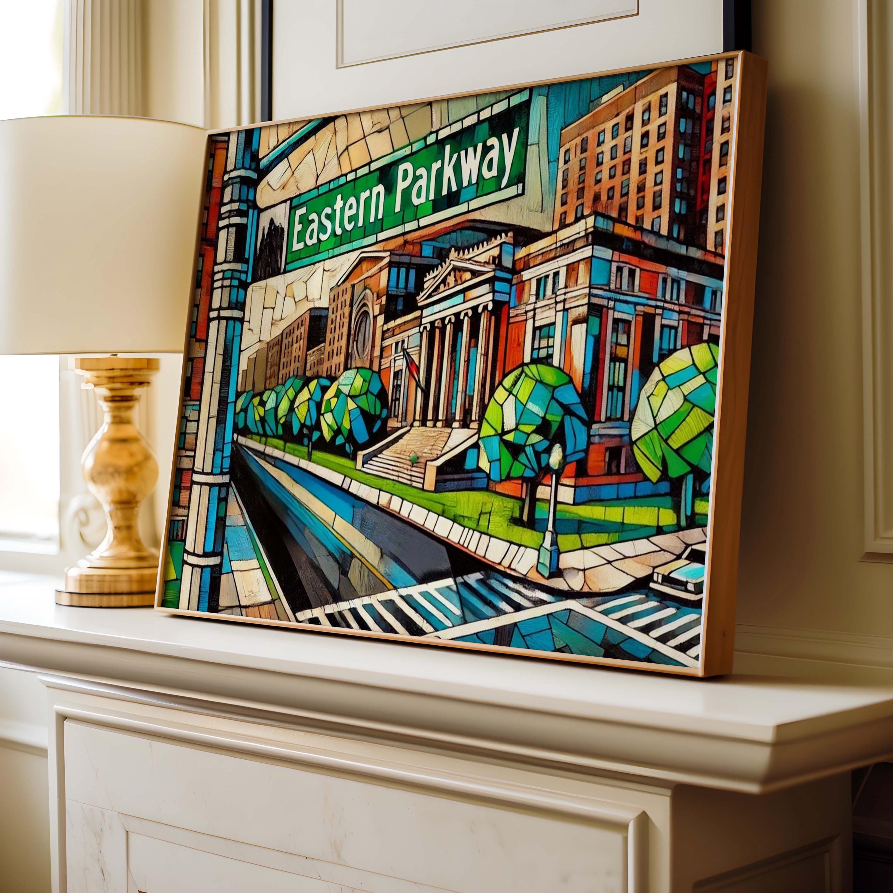 Eastern Parkway Wall Art Print - Brooklyn Travel Poster, New York City Gift, Housewarming Decor, Modern Urban Illustration