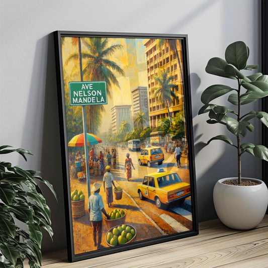 Libreville Print, Avenue Nelson Mandela Wall Art, Gaboon Street Scene, Travel Souvenir, Housewarming Gift, Personalized Artwork