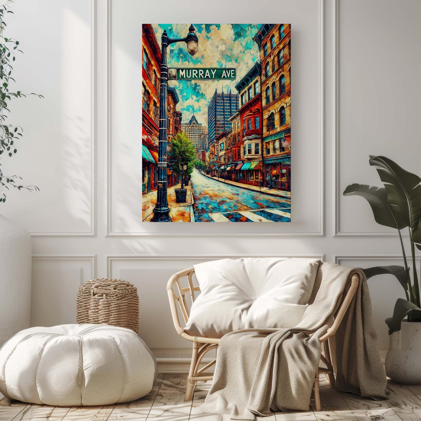 Murray Ave Print - Pittsburgh Wall Art Travel Poster, Pennsylvania Gift, Housewarming Decor, City Skyline Illustration