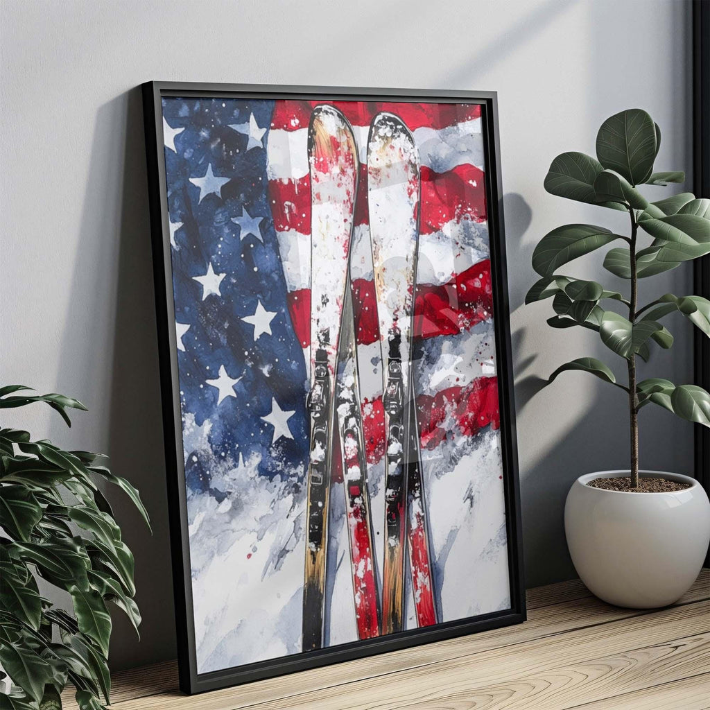 Skiing Poster Patriotic - United States