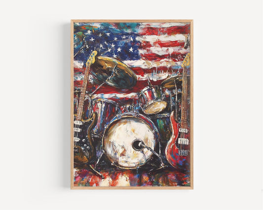 American Jazz Abstract USA Wall Art | Patriotic United States Poster | Independence Day Home Decor
