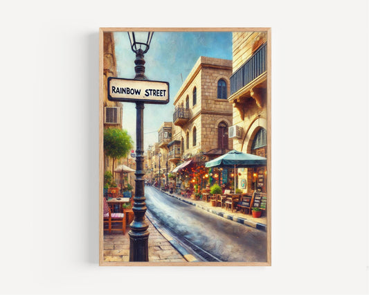 Rainbow Street art Print - Amman Jordan Travel Poster, Housewarming Gift & Souvenir, Colorful Rainbow Wall Art, Jordanian Home Decor