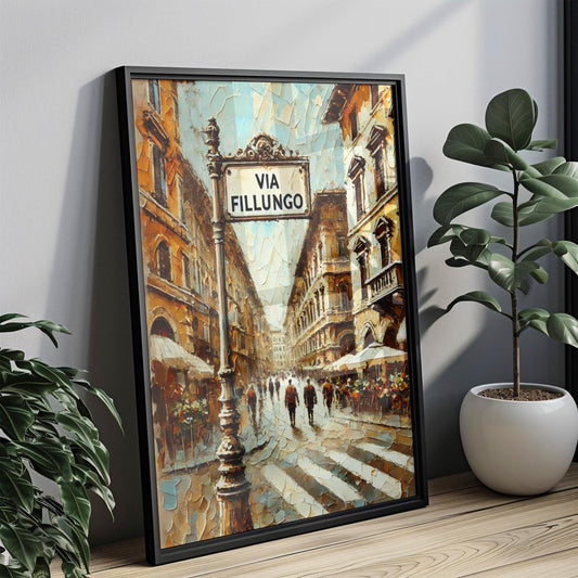 Italy art, Via Fillungo wall art print, Lucca street scene, Tuscany travel poster, Italy travel souvenir, medieval city wall decor