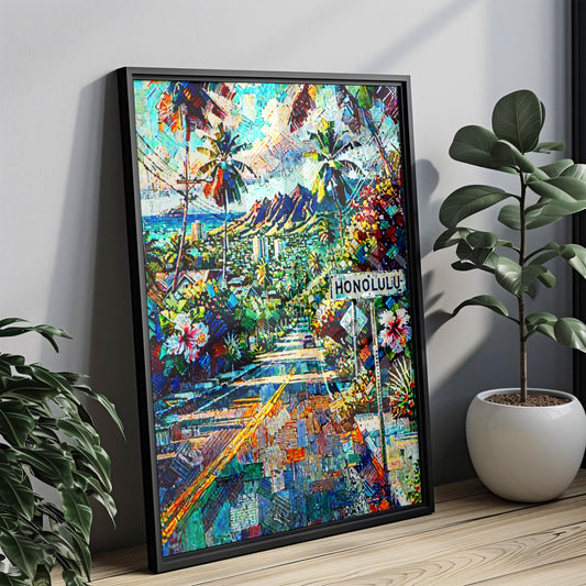 Hawaii Honolulu Wall Art Print - Island Travel Poster, Hawaii Gift & Housewarming Decor, USA Beach Artwork