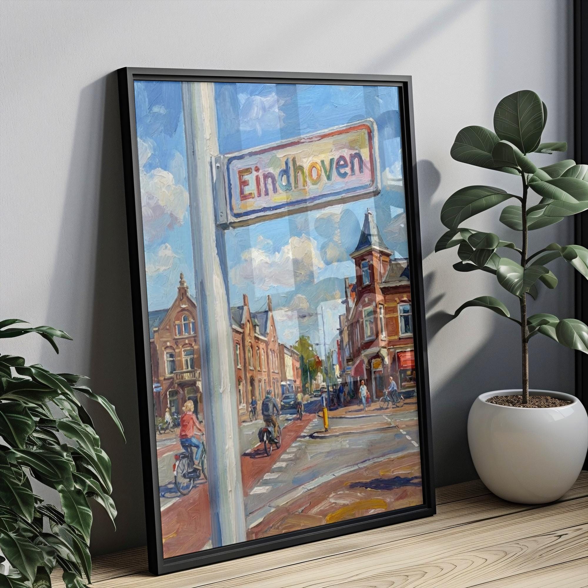 Eindhoven Street Sign Wall Art Print: Modern Dutch City Travel Poster