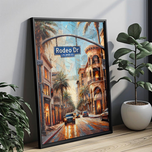 California Rodeo Drive Wall Art Print, Beverly Hills Travel Poster, Chic California Gift & Housewarming Decor