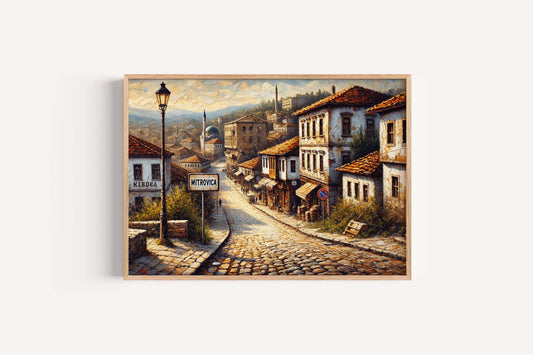 Mitrovica Art Wall Decor, Kosovo City Travel Print, Europe Poster, Housewarming Gift, Mitrovica Map Illustration, Unique Kosovo Artwork
