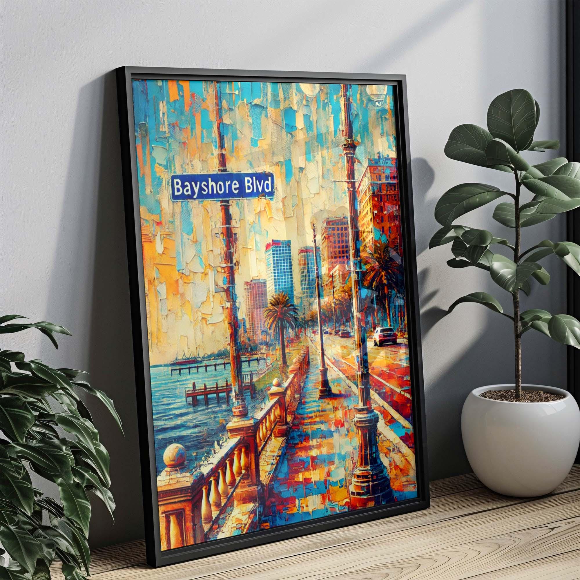 Bayshore Boulevard Poster Coastal - Tampa, Florida, USA