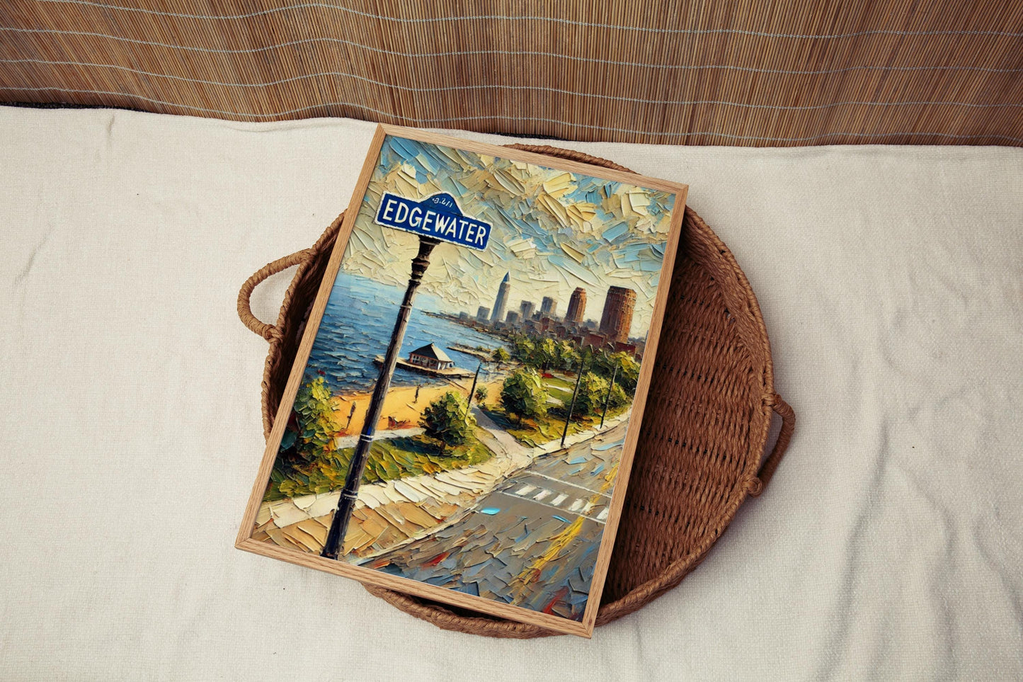 Cleveland Edgewater Wall Art Print - Ohio Travel Poster, Housewarming Gift, American Decor, Cleveland Gift, Landscape Artwork