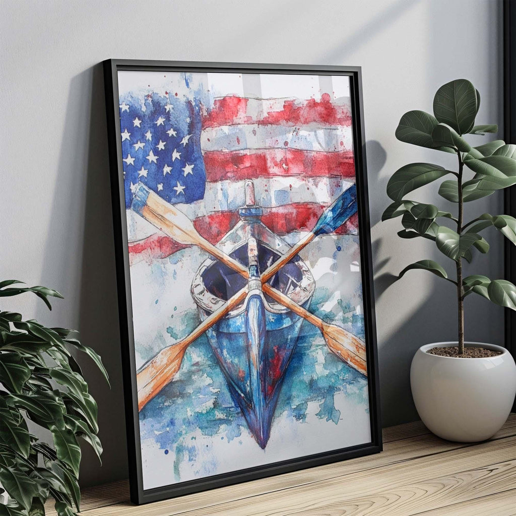 Boat Illustration Wall Art Patriotic - USA