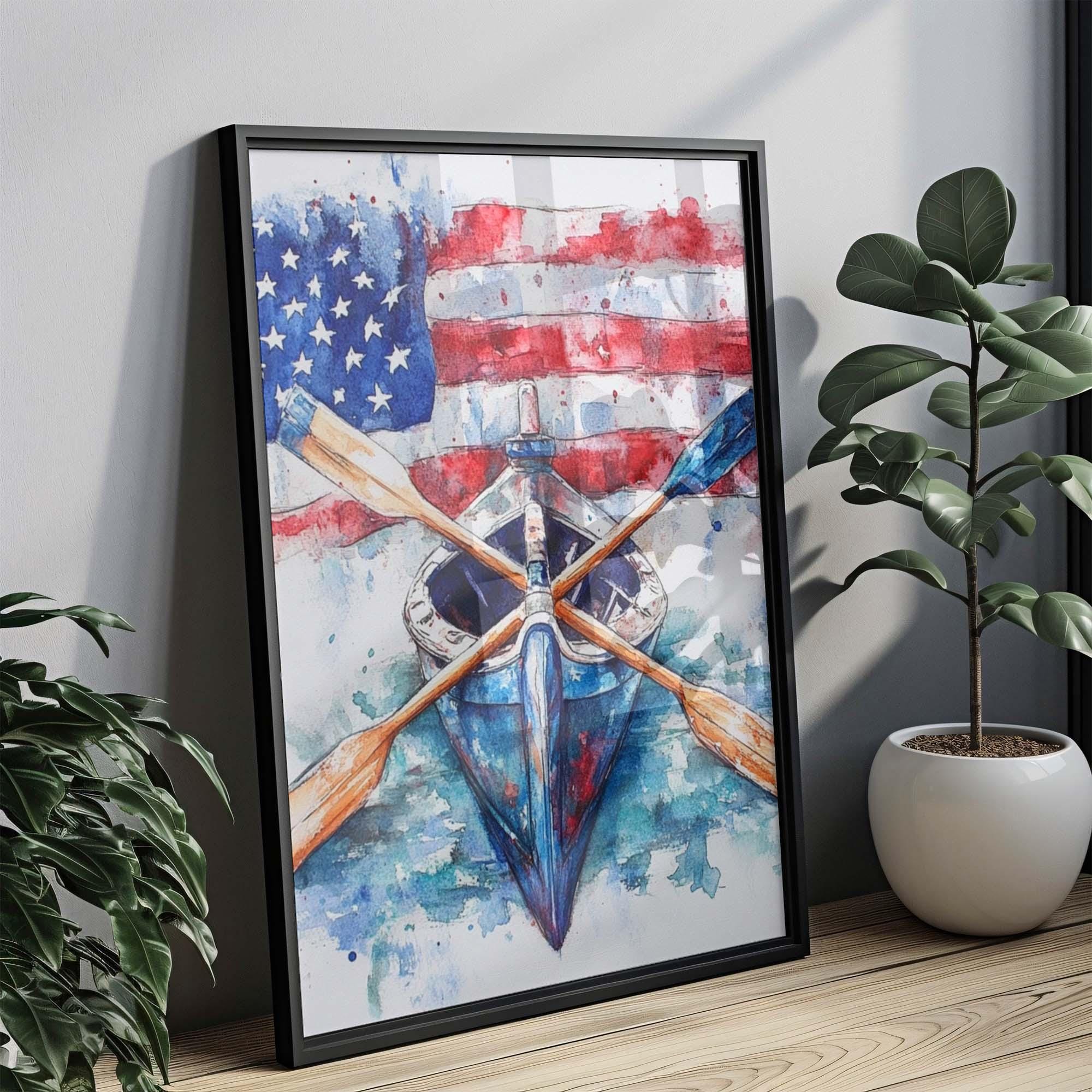 Boat Illustration Wall Art Patriotic - USA