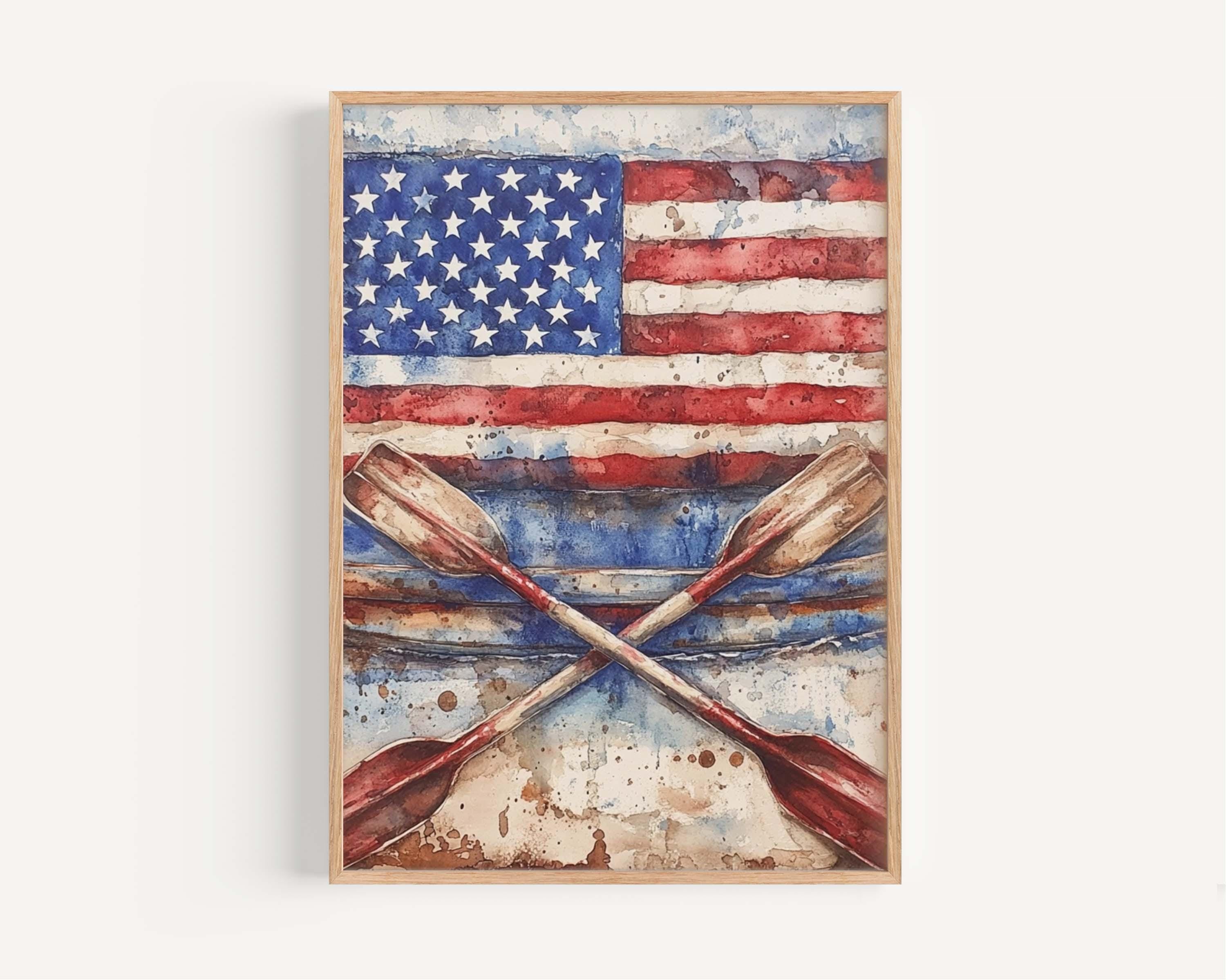 Boat Poster Patriotic American Flag - USA