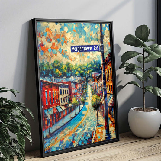 Reading Art Morgantown Road Wall Print, Pennsylvania Travel Poster, Housewarming Gift, Unique Reading PA Map Illustration, Travel Decor