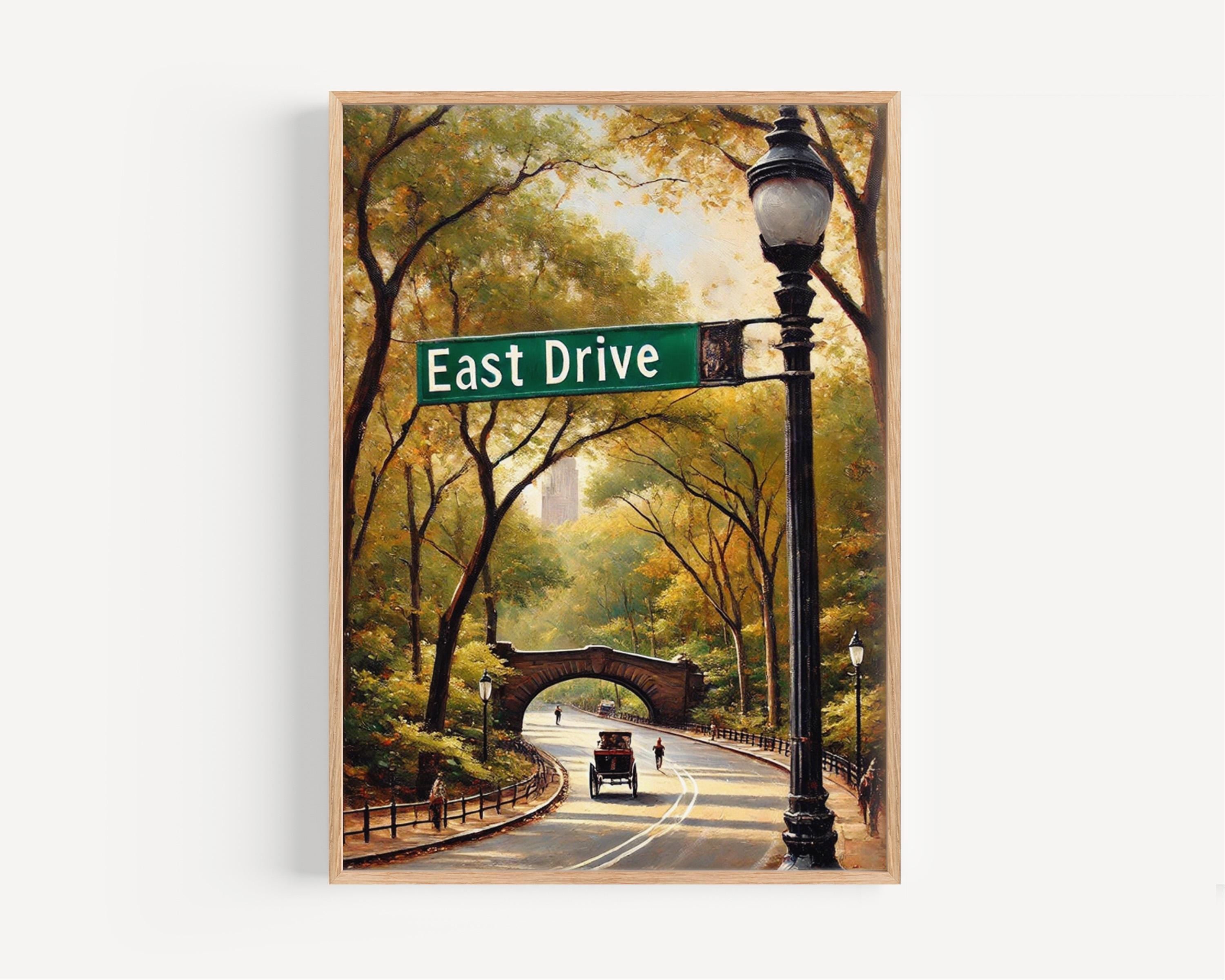 East Drive Oil Painting Art Print: Central Park Manhattan NYC Travel Poster