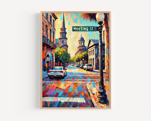 Charleston Wall Art Print - Vintage Travel Poster & South Carolina Home Decor Gift for Housewarming