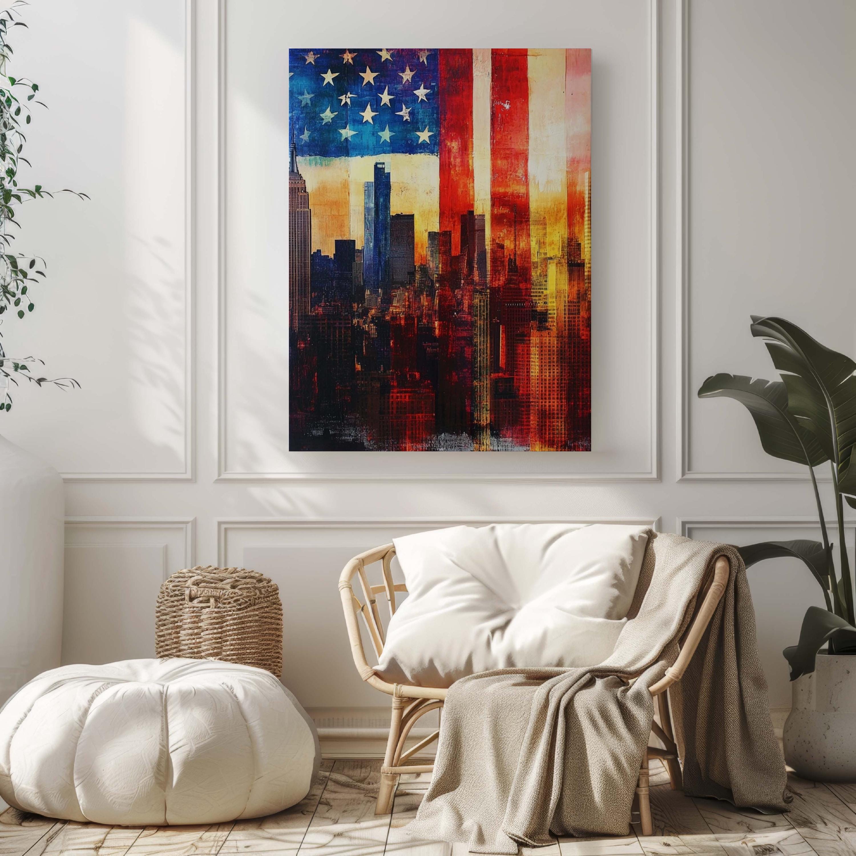 City Skyline Wall Art Patriotic - USA