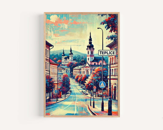 Teplice Art Print - Czech Republic Travel Poster, City Wall Art, Housewarming Gift, Modern Teplice Map Decor