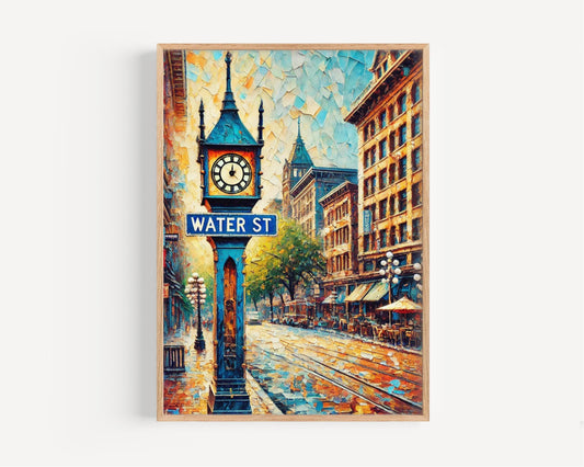 Canadian Water St Wall Art Print – Vancouver Travel Poster, Housewarming Gift & Souvenir, Canadian Cityscape Decor